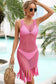 Fringe Hem Openwork Sleeveless Cover-Up Dress