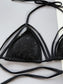 Glitter Halter Neck Strappy Two-Piece Bikini Set Swim